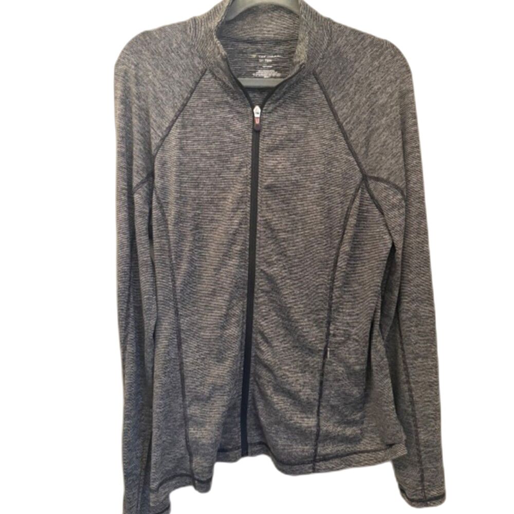 Tek Gear DryTek Zip Up Athletic Jacket Size L Gray Workout Running Top - Picture 2 of 5